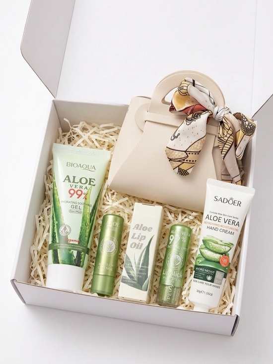 Aloe Other - 6pc Aloe Vera Skincare Gift Set with Mini Leather Bag